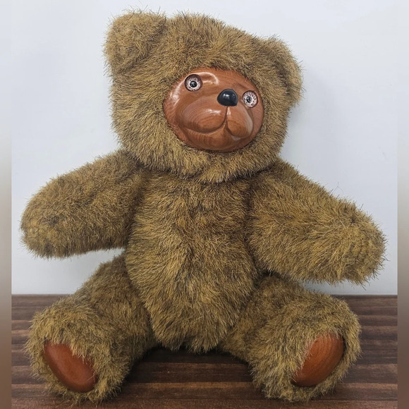 Vintage Robert Raikes Brown Jamie Jointed 9" Bear #5453 Applause 1985 Wood Face - Picture 1 of 11